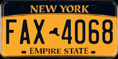 NY license plate FAX4068