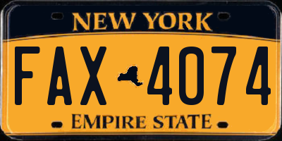 NY license plate FAX4074