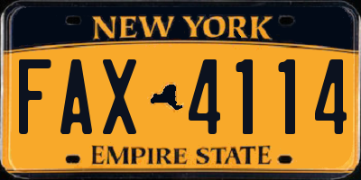 NY license plate FAX4114