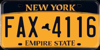 NY license plate FAX4116