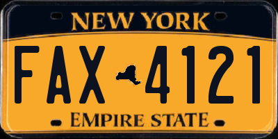 NY license plate FAX4121
