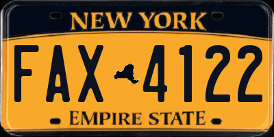 NY license plate FAX4122