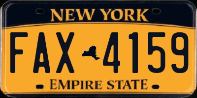 NY license plate FAX4159
