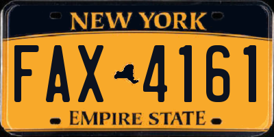 NY license plate FAX4161
