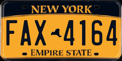 NY license plate FAX4164