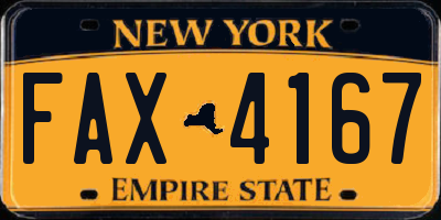 NY license plate FAX4167