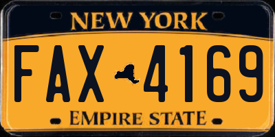 NY license plate FAX4169