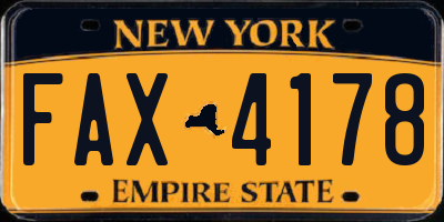 NY license plate FAX4178