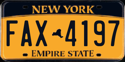 NY license plate FAX4197