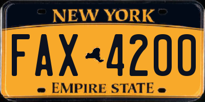 NY license plate FAX4200