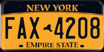 NY license plate FAX4208