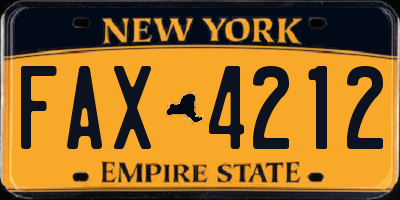 NY license plate FAX4212