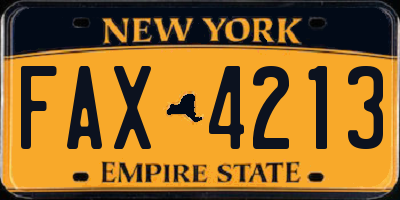 NY license plate FAX4213
