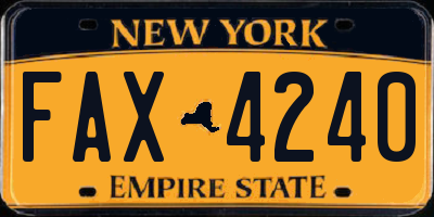 NY license plate FAX4240
