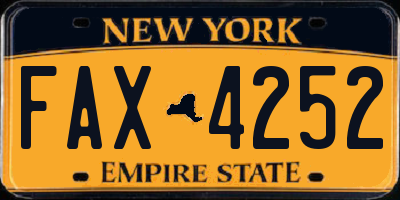 NY license plate FAX4252