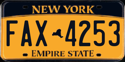NY license plate FAX4253