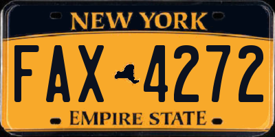 NY license plate FAX4272