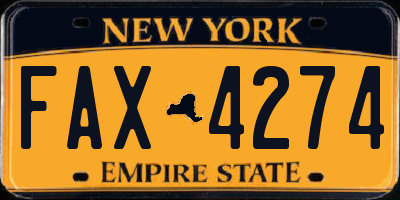 NY license plate FAX4274
