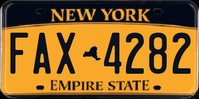 NY license plate FAX4282