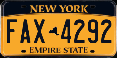 NY license plate FAX4292