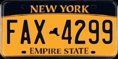 NY license plate FAX4299