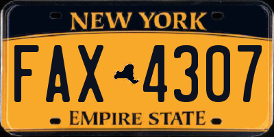 NY license plate FAX4307