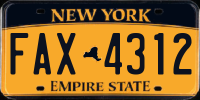 NY license plate FAX4312