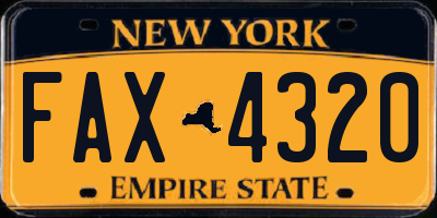 NY license plate FAX4320