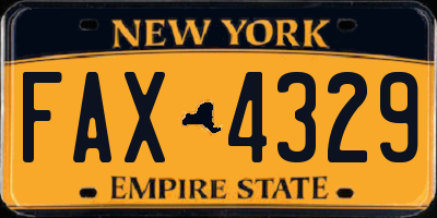 NY license plate FAX4329