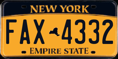 NY license plate FAX4332