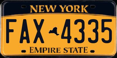 NY license plate FAX4335