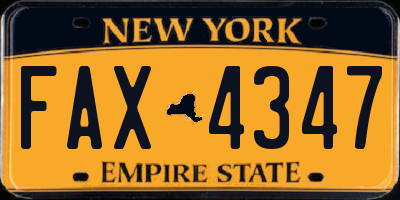 NY license plate FAX4347