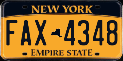 NY license plate FAX4348