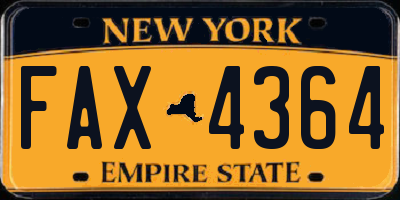 NY license plate FAX4364