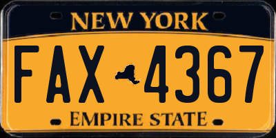 NY license plate FAX4367