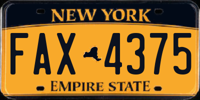 NY license plate FAX4375