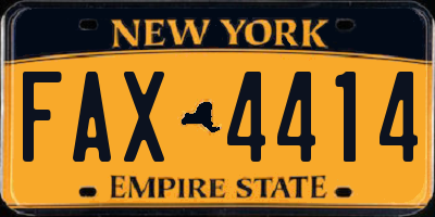 NY license plate FAX4414