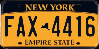 NY license plate FAX4416