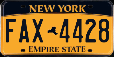 NY license plate FAX4428