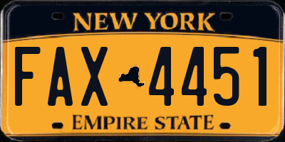NY license plate FAX4451