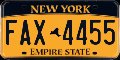 NY license plate FAX4455