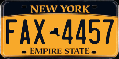 NY license plate FAX4457
