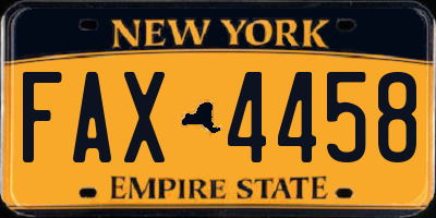NY license plate FAX4458