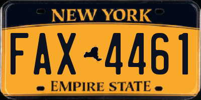 NY license plate FAX4461