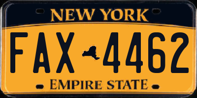 NY license plate FAX4462