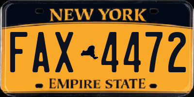 NY license plate FAX4472