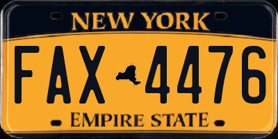 NY license plate FAX4476