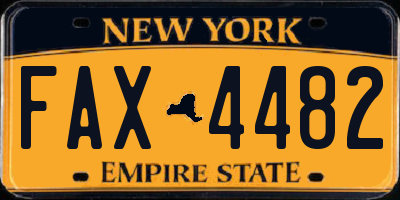 NY license plate FAX4482