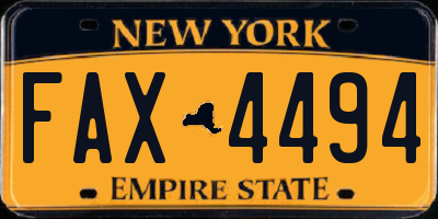 NY license plate FAX4494