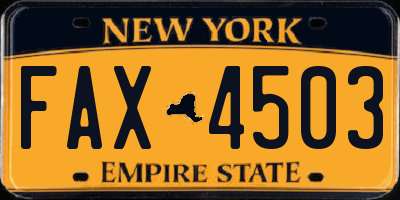 NY license plate FAX4503